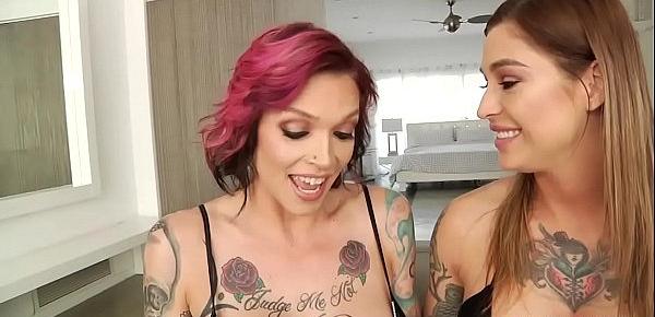  Its time for these hot lesbians Anna Bell Peaks and Kleio Valentien for soaking wet tribbing breast worshiping deep wet kissing and squirt swallowing.